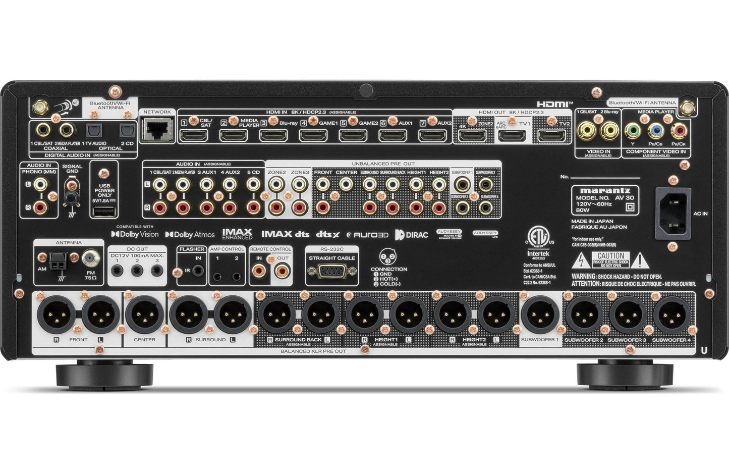 Marantz AV 30 Home Theater Preamp/Processor with 11.4-Channel Processing, Dolby Atmos, Apple AirPlay 2, Bluetooth, and Powered by HEOS Streaming - electronicsexpo.com-Amplifiers / Pre-Amps