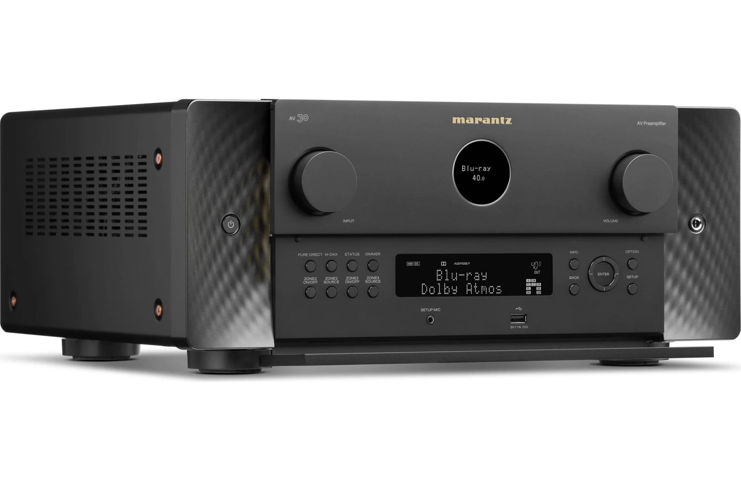 Marantz AV 30 Home Theater Preamp/Processor with 11.4-Channel Processing, Dolby Atmos, Apple AirPlay 2, Bluetooth, and Powered by HEOS Streaming - electronicsexpo.com-Amplifiers / Pre-Amps