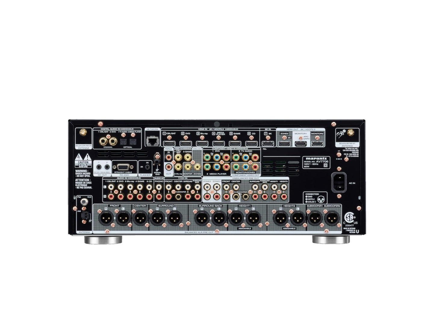 Marantz AV7706 Home Theater Preamp/Processor with 11.2 - Channel Processing, Dolby Atmos, Apple AirPlay 2, Bluetooth, and HEOS Built - in - electronicsexpo.com - Amplifiers / Pre - Amps