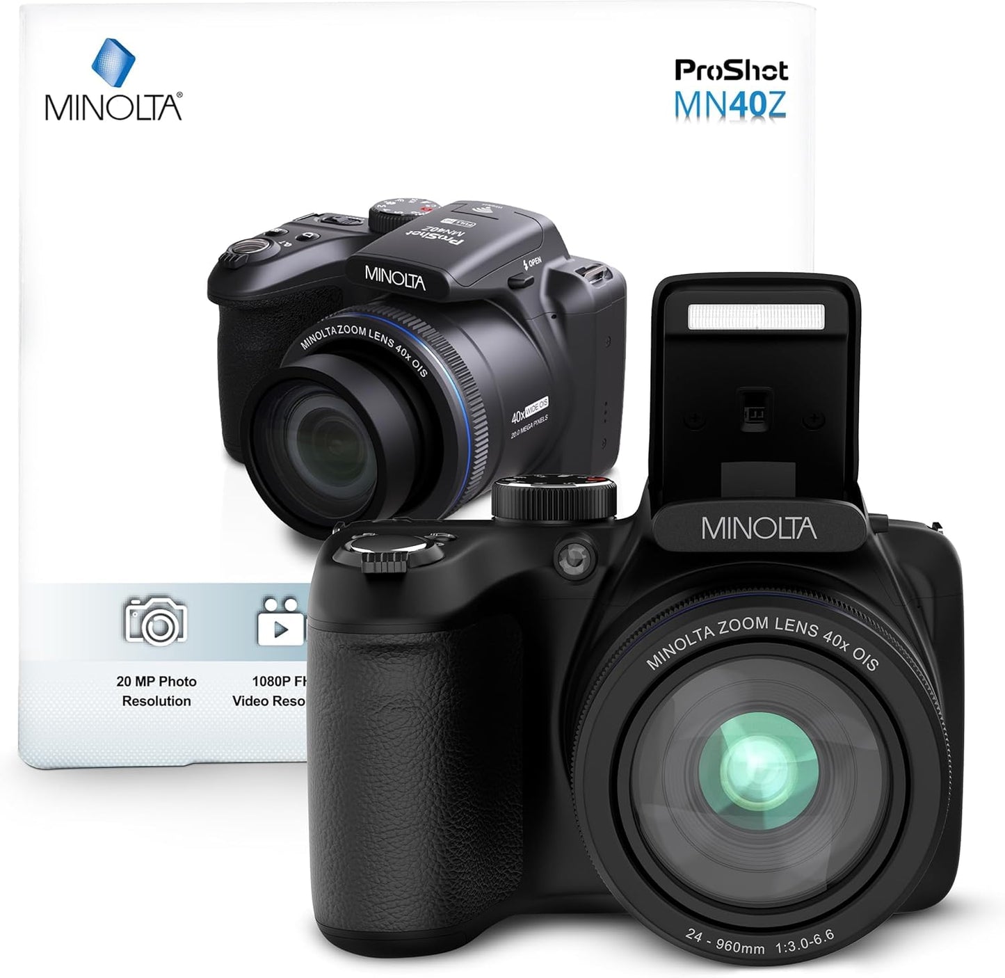 Minolta MN40Z 20MP Digital Camera 40x Optical Zoom (Black) - electronicsexpo.com - Cameras