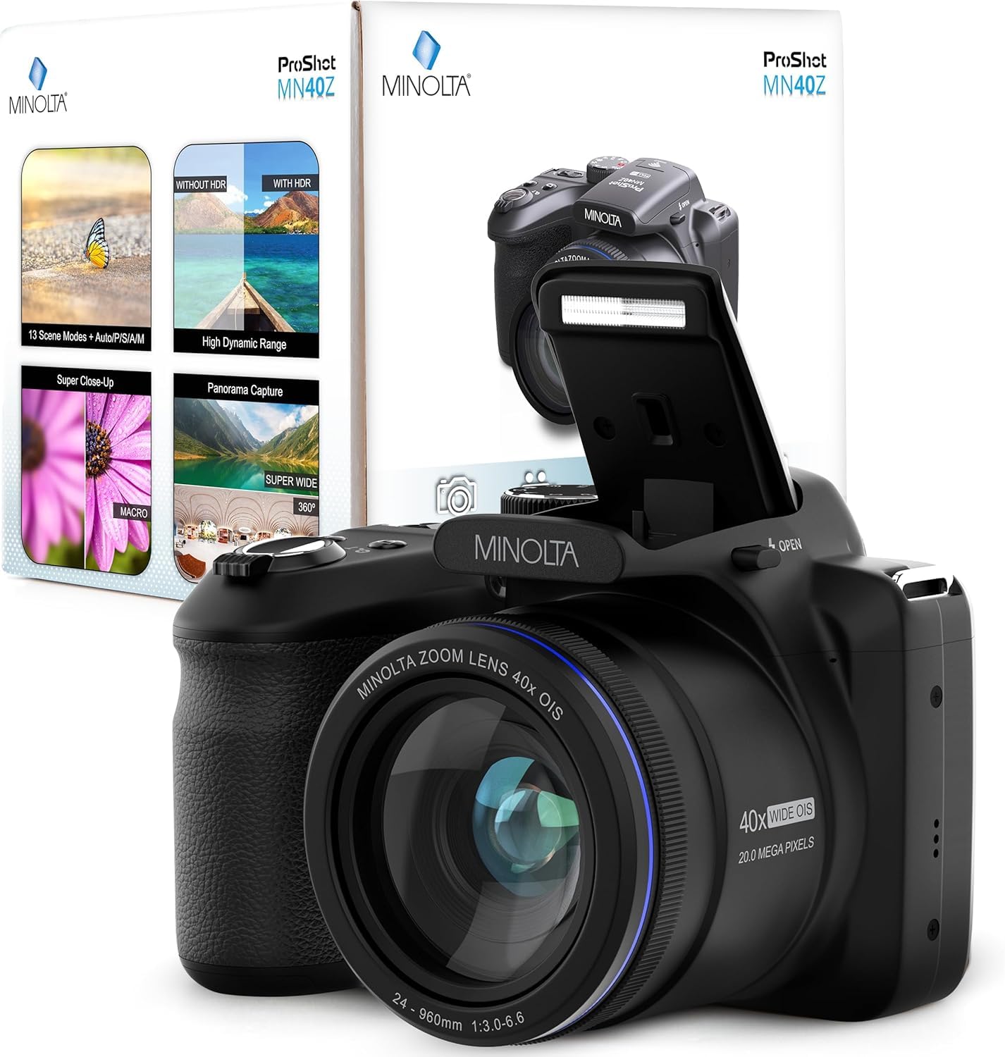 Minolta MN40Z 20MP Digital Camera 40x Optical Zoom (Black) - electronicsexpo.com - Cameras