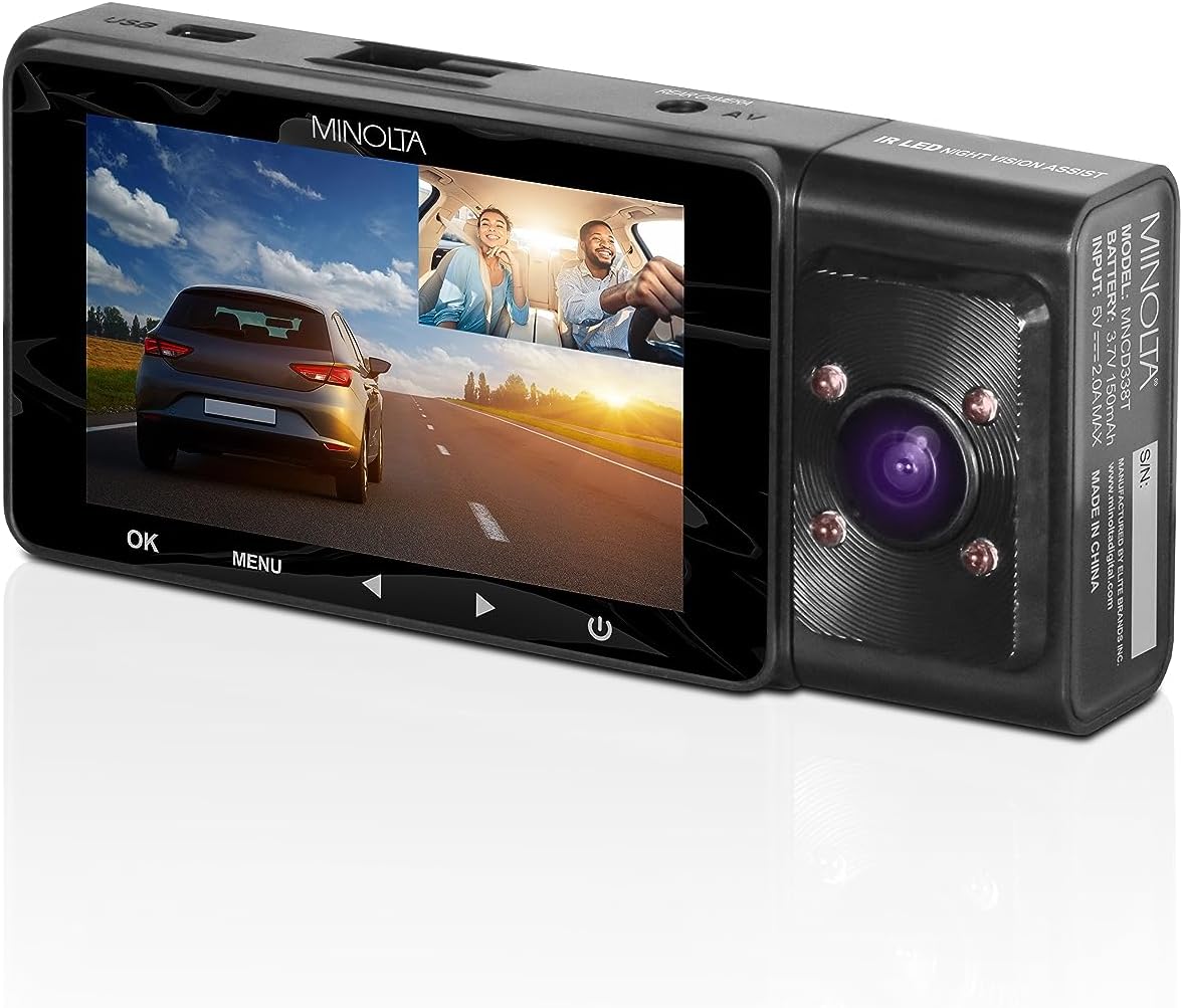 Minolta MNCD338T 3 - Channel 1080P Dash Camera with 3.0" LCD Rear Camera - electronicsexpo.com - Dash Camera