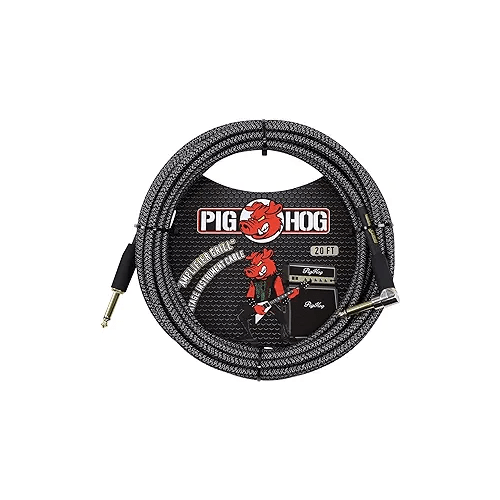 Pig Hog PCH20AGR Right - Angle 1/4" to 1/4" Amplifier Grill Guitar Instrument Cable, 20Ft - electronicsexpo.com - Pro Audio Accessories
