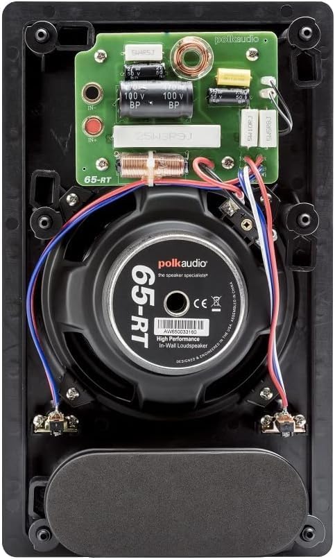 Polk Audio 65 - RT In - Wall Speakers with 6.5" driver - The Vanishing Series | 2 Speakers | Use as Left/Right Front Speakers, Stealth Side or Rear Surrounds | White, Paintable Grilles - electronicsexpo.com - In Ceiling In Wall Speakers