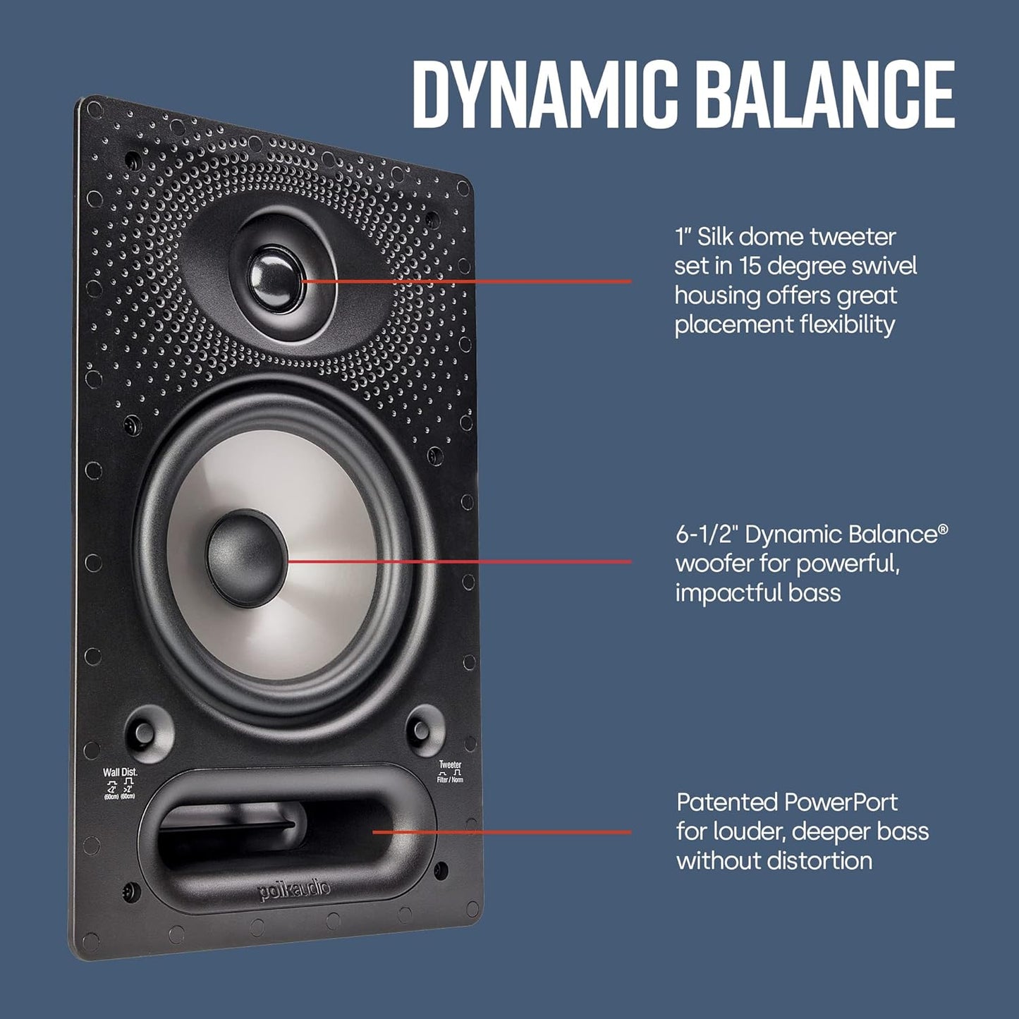 Polk Audio 65 - RT In - Wall Speakers with 6.5" driver - The Vanishing Series | 4 Speakers | Use as Left/Right Front Speakers, Stealth Side or Rear Surrounds | White, Paintable Grilles - electronicsexpo.com - In Ceiling In Wall Speakers