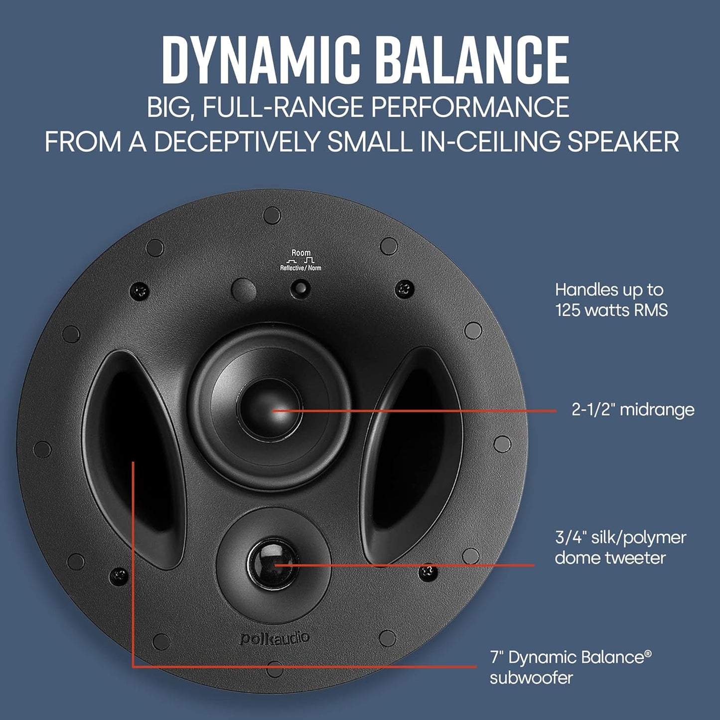 Polk Audio 70 - RT 3 - Way In - Ceiling Speakers (Pair) - The Vanishing Series | 2 Speakers | Power Port | White, Paintable Grille | Dual Band - Pass Bass Ports - electronicsexpo.com - In Ceiling In Wall Speakers