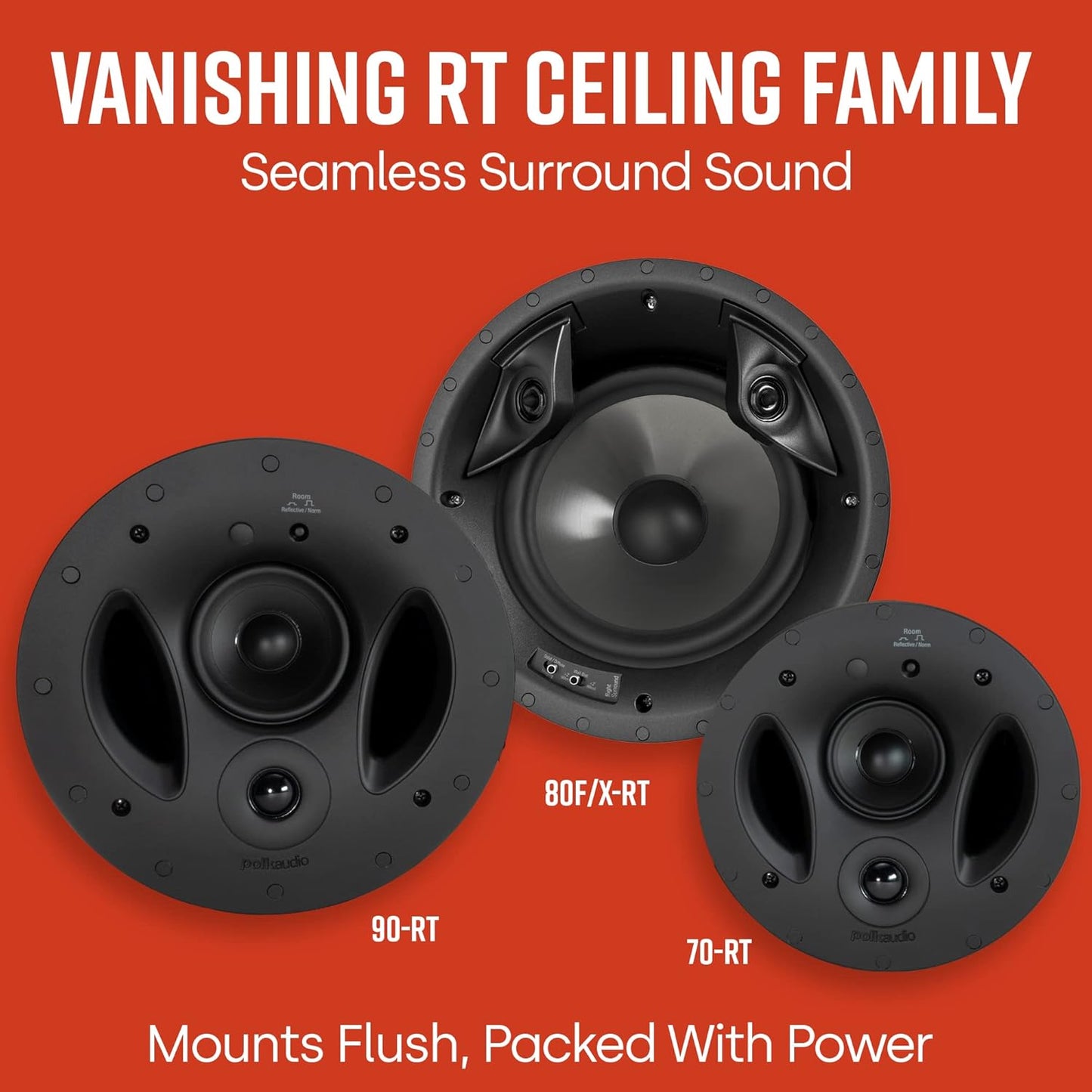 Polk Audio 70 - RT 3 - Way In - Ceiling Speakers (Pair) - The Vanishing Series | 2 Speakers | Power Port | White, Paintable Grille | Dual Band - Pass Bass Ports - electronicsexpo.com - In Ceiling In Wall Speakers