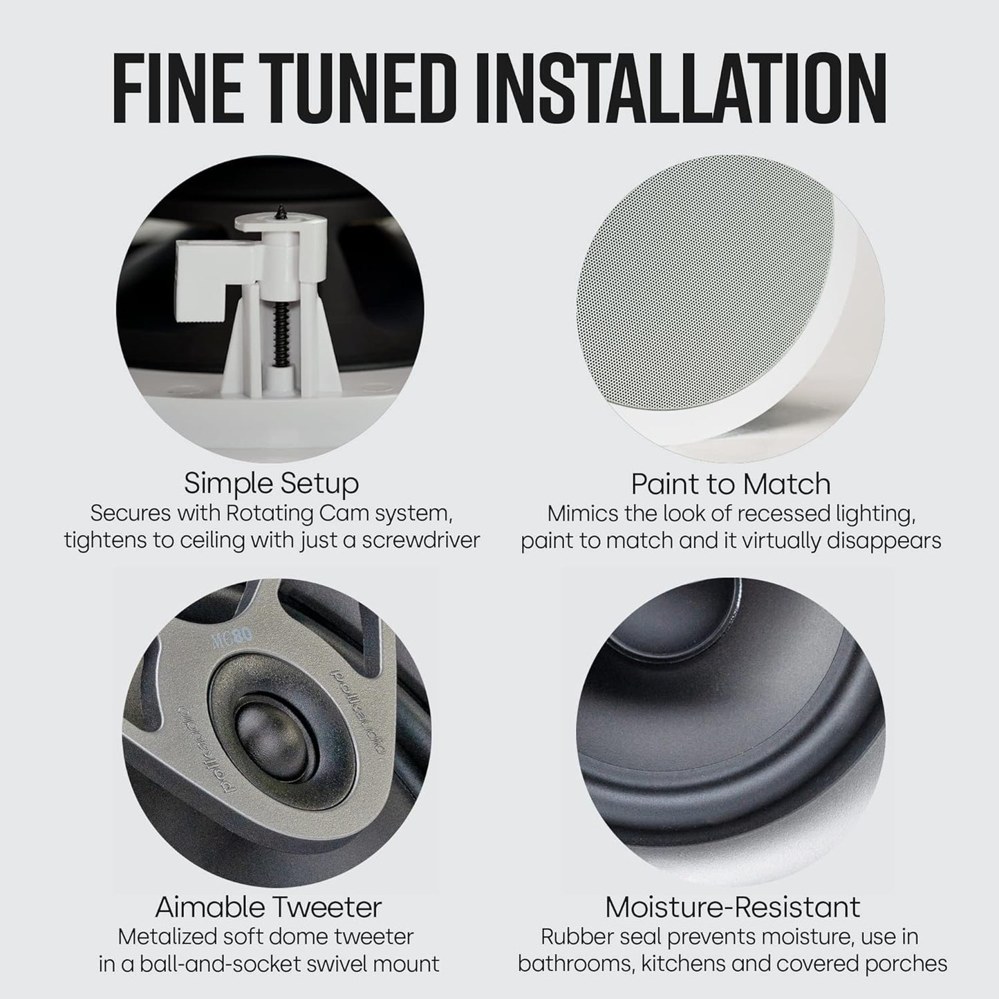 Polk Audio MC80 In - Ceiling Speakers (2 Speaker Bundle) - electronicsexpo.com - In Ceiling In Wall Speakers