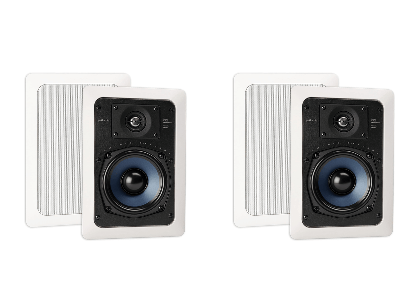 Polk Audio RC55i 2 - way Premium In - Wall - Speakers ( 4 Speakers - 2 Pairs) | Perfect for Damp and Humid Indoor/Outdoor Placement | Set of 4 Speakers (White, Paintable - Grille) - electronicsexpo.com - In Ceiling In Wall Speakers