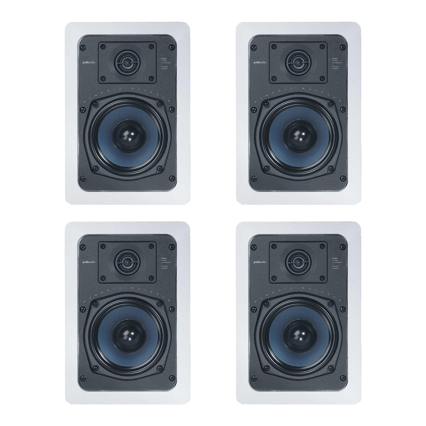 Polk Audio RC55i 2 - way Premium In - Wall - Speakers ( 4 Speakers - 2 Pairs) | Perfect for Damp and Humid Indoor/Outdoor Placement | Set of 4 Speakers (White, Paintable - Grille) - electronicsexpo.com - In Ceiling In Wall Speakers