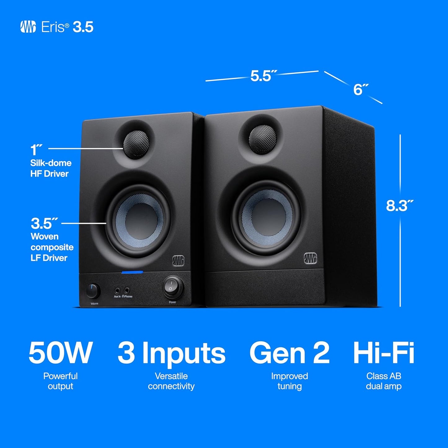 PreSonus Eris 3.5 Studio Monitors (Pair) - electronicsexpo.com - Powered + PA Speakers