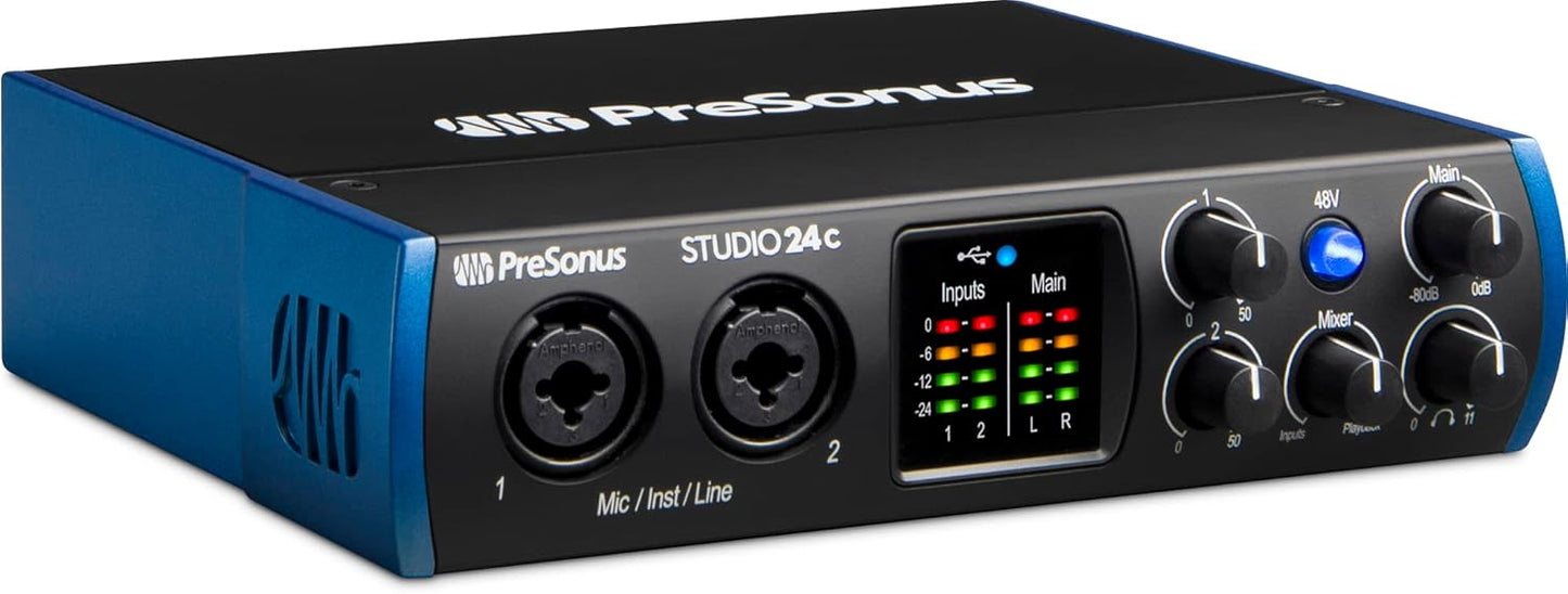 PreSonus Studio 24c 2x2, 192 kHz, USB Audio Interface with Studio One DAW Recording Software - electronicsexpo.com - Audio Interfaces