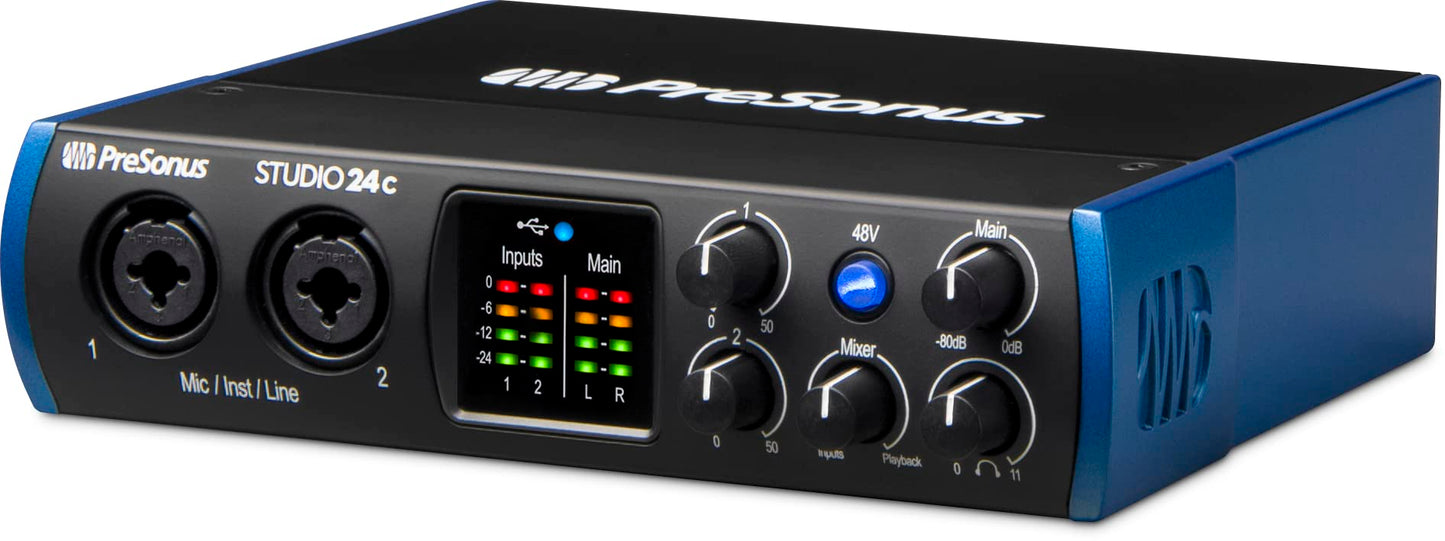 PreSonus Studio 24c 2x2, 192 kHz, USB Audio Interface with Studio One DAW Recording Software - electronicsexpo.com - Audio Interfaces