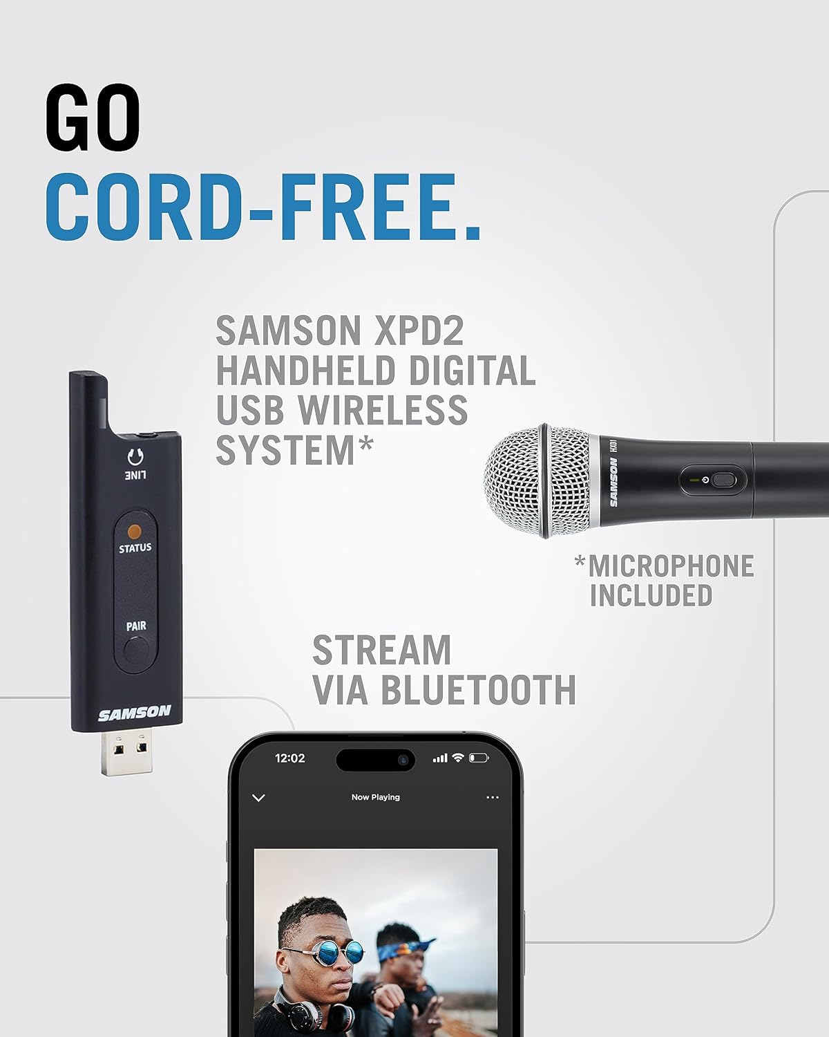 Samson Expedition Explor with Wireless Handheld System 3 - Way Portable Bluetooth Speaker & XPD2 Handheld USB Digital Wireless Mic + 3 - Channel Mixer - electronicsexpo.com - Microphones