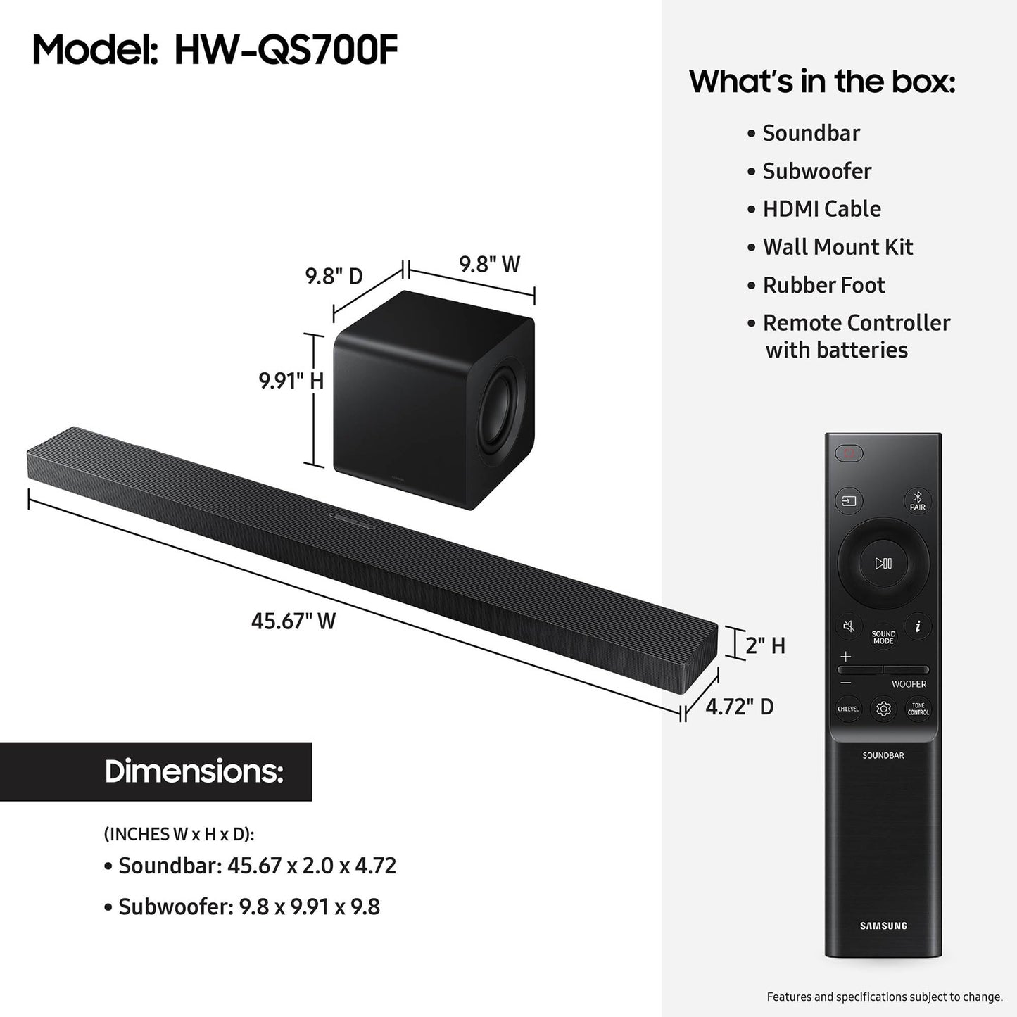 Samsung HW - QS700F Powered 3.1.2 - Channel Dolby Atmos Sound Bar System - electronicsexpo.com - Soundbars