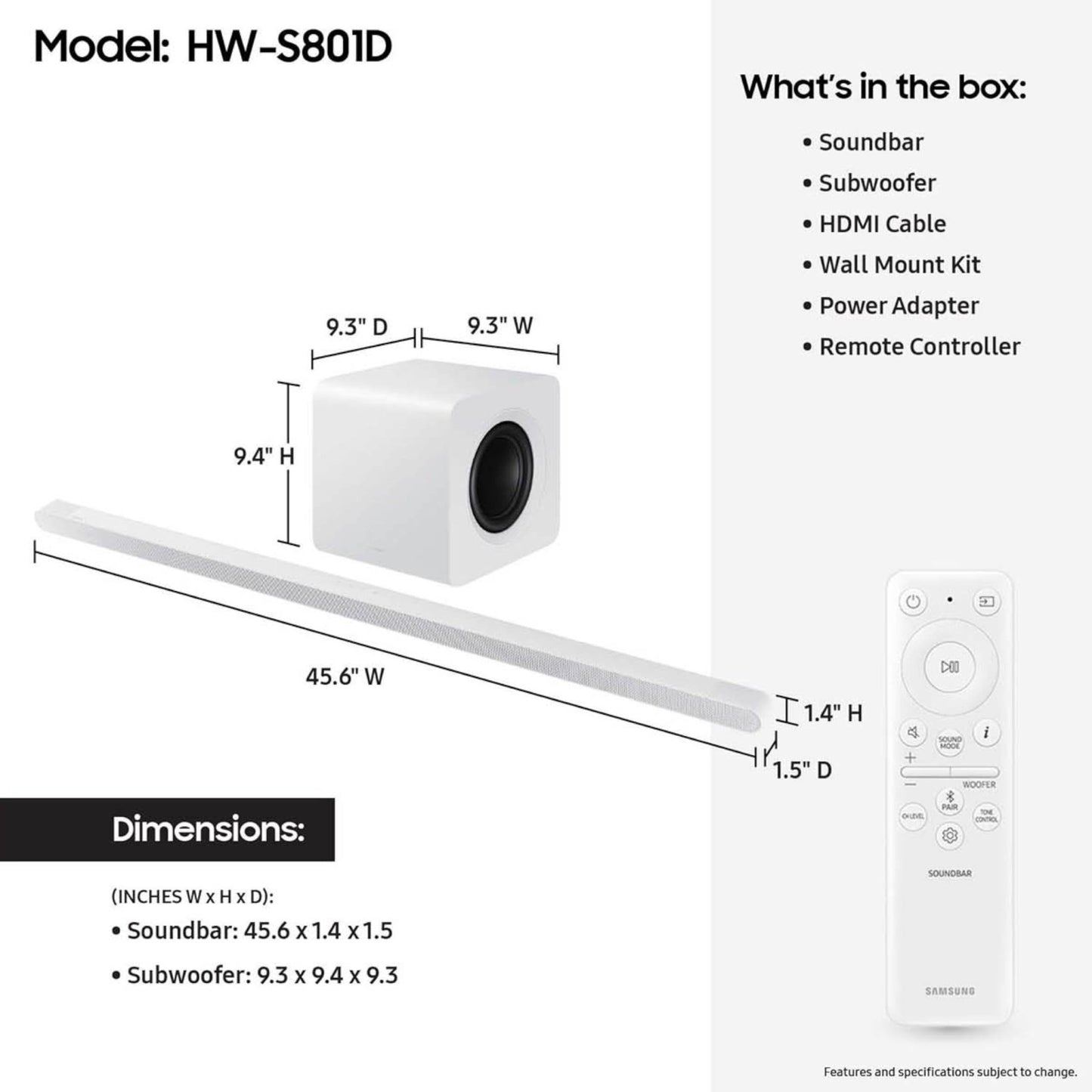 Samsung HW - S801D Powered 3.1.2 - Channel Sound Bar and Wireless Subwoofer System with Wi - Fi, Dolby Atmos, and DTS:X - electronicsexpo.com - Soundbars