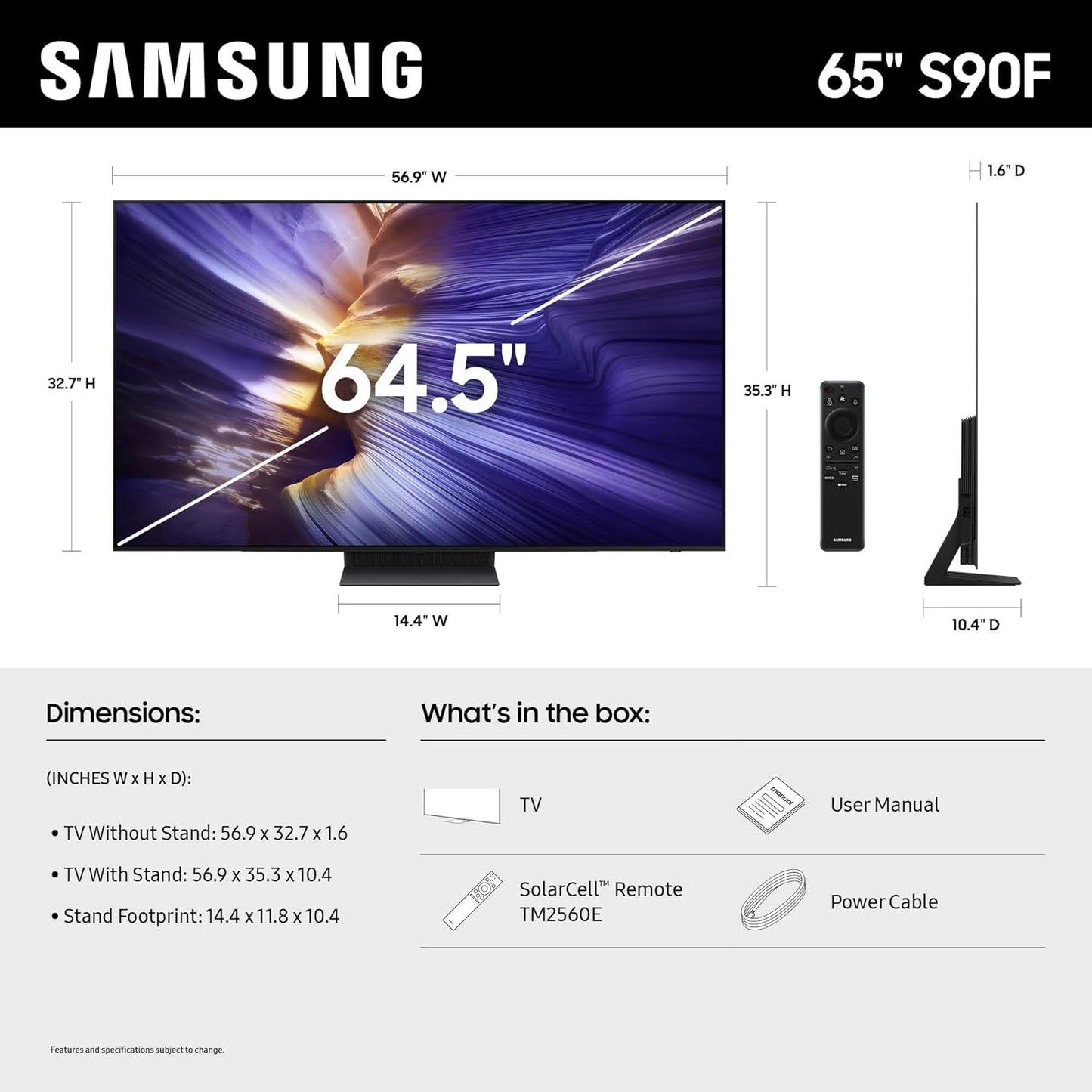 Samsung QN65S90F S90F 65" OLED 4K Vision AI Smart TV (2025) - electronicsexpo.com - Televisions