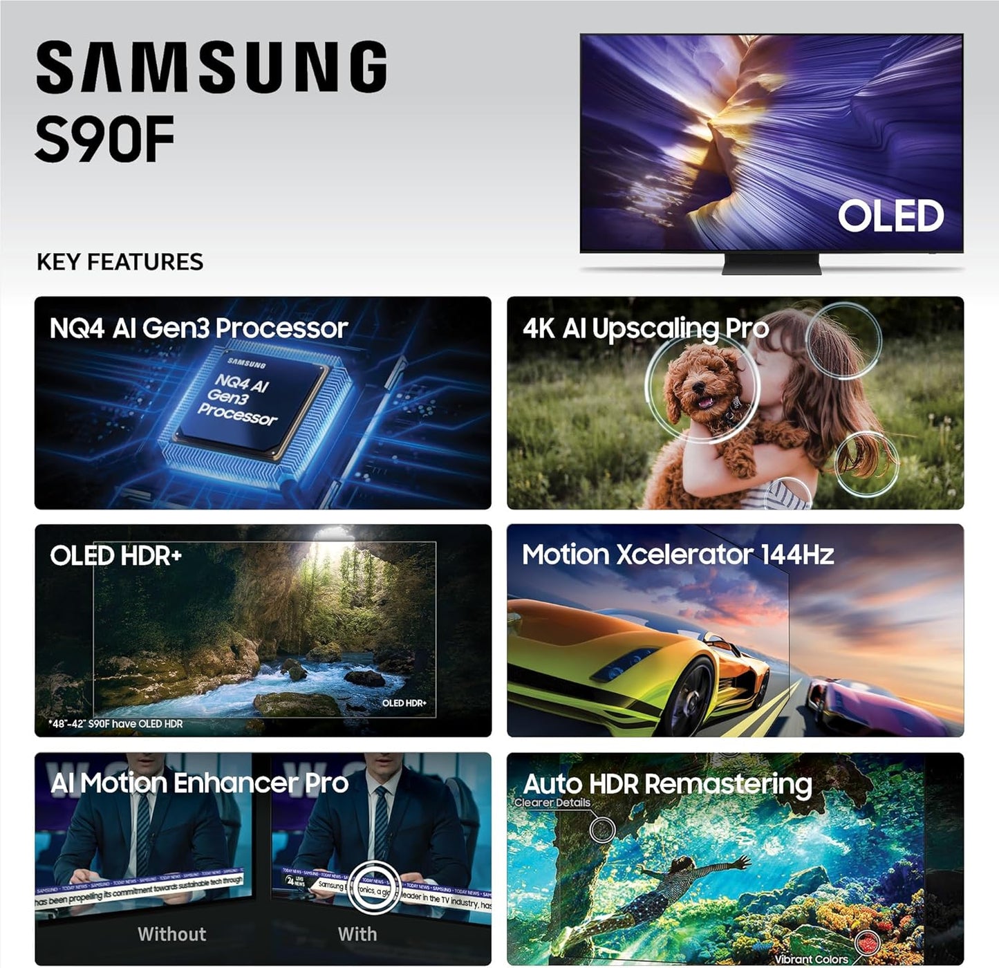 Samsung QN65S90F S90F 65" OLED 4K Vision AI Smart TV (2025) - electronicsexpo.com - Televisions