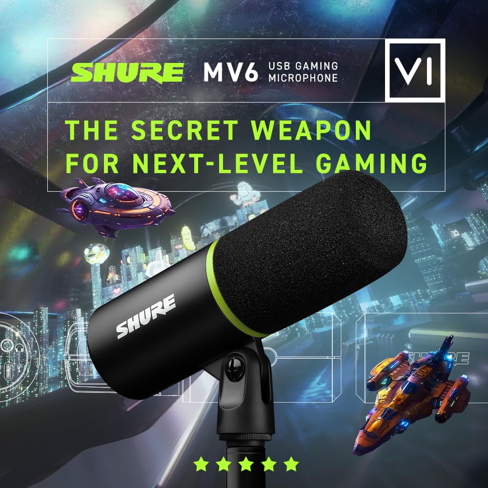 Shure MV6 Gaming Microphone, Dynamic USB PC Mic for Gaming & Streaming - electronicsexpo.com - Microphones