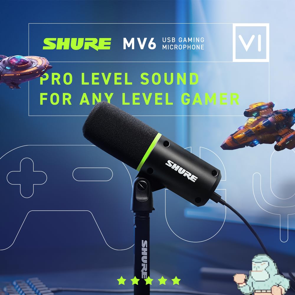 Shure MV6 Gaming Microphone, Dynamic USB PC Mic for Gaming & Streaming - electronicsexpo.com - Microphones