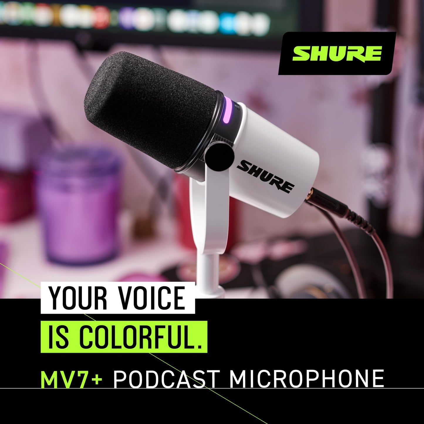 Shure MV7+ Podcast XLR/USB Microphone (White) - electronicsexpo.com - Microphones