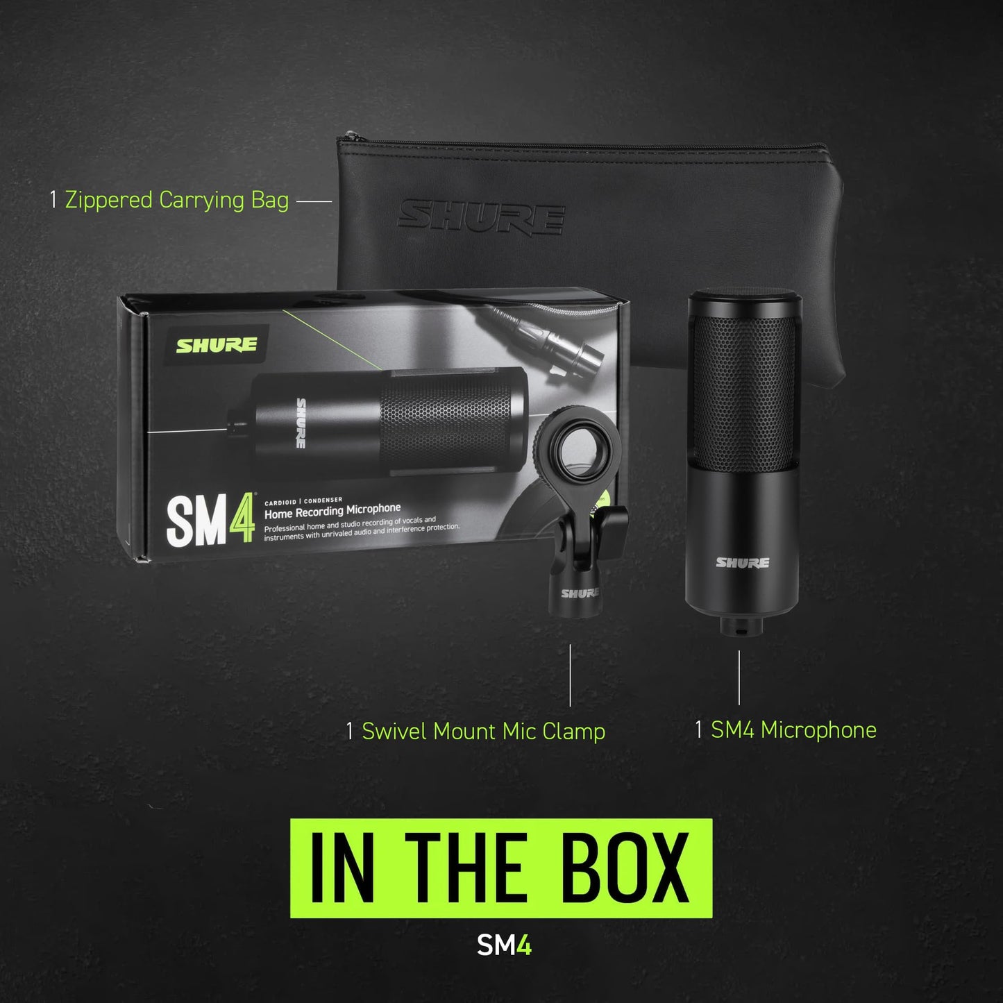 Shure SM4 Studio Recording Microphone, XLR Home Studio Condenser Mic Optimized for Soft Vocals - electronicsexpo.com - Microphones