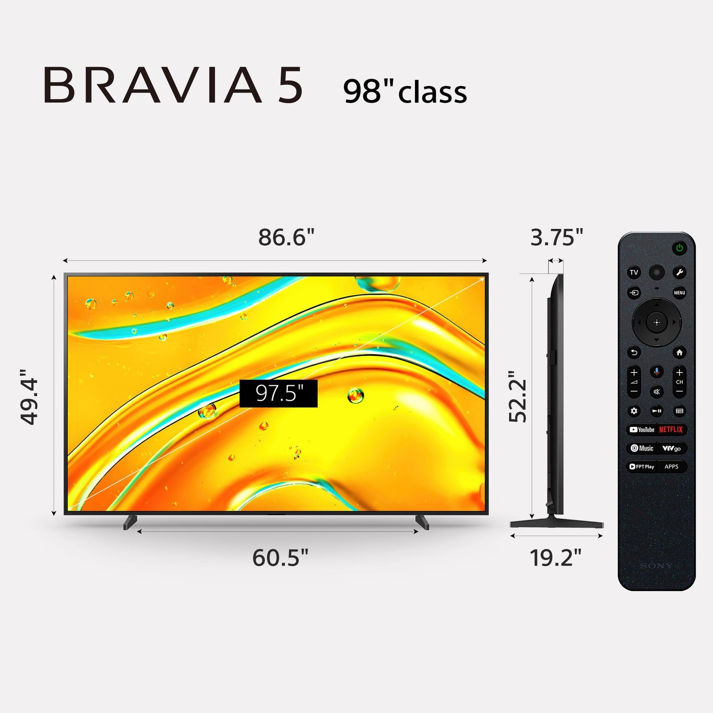 Sony BRAVIA 5 K98XR50 98" Mini LED 4K HDR Google TV - electronicsexpo.com - Televisions