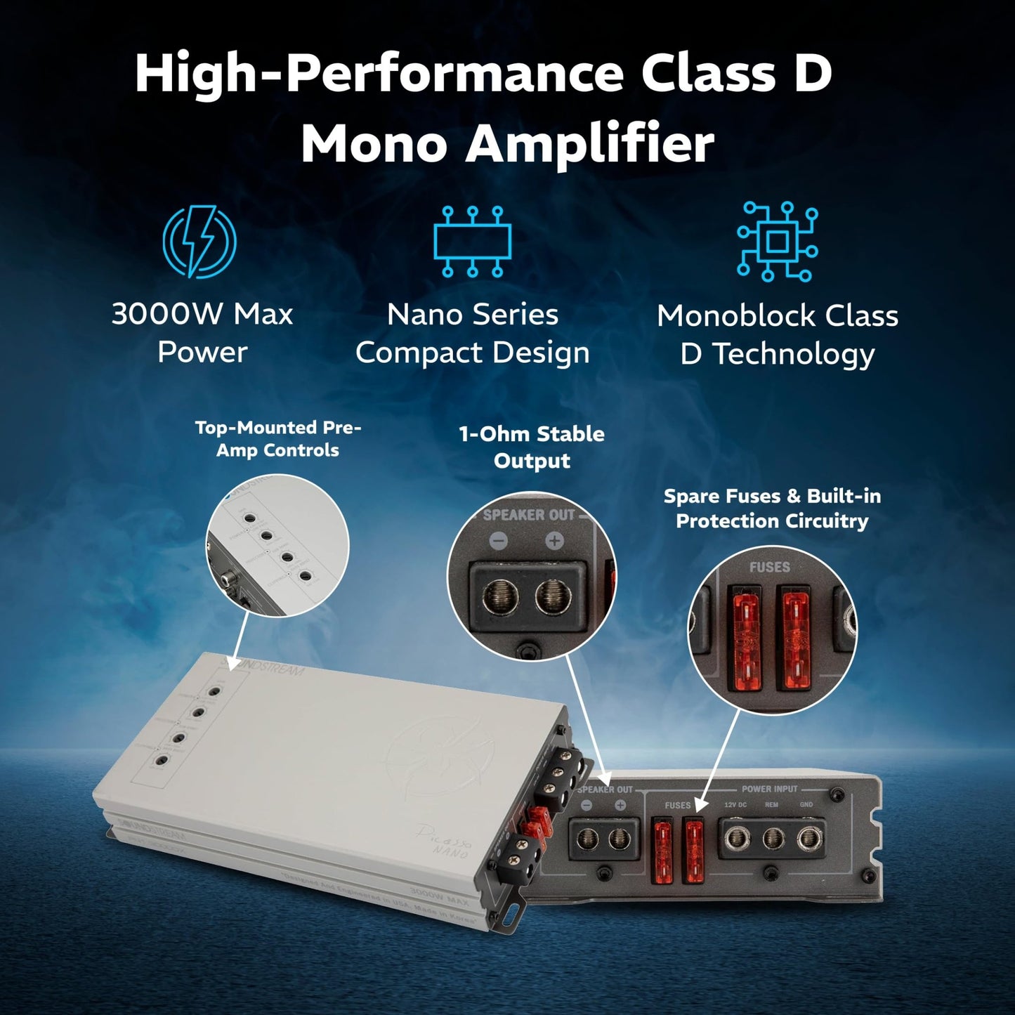Soundstream Picasso Nano PN1.3000DX Monoblock Class D Car Stereo Amplifier - electronicsexpo.com - Car Amplifiers + Equalizers