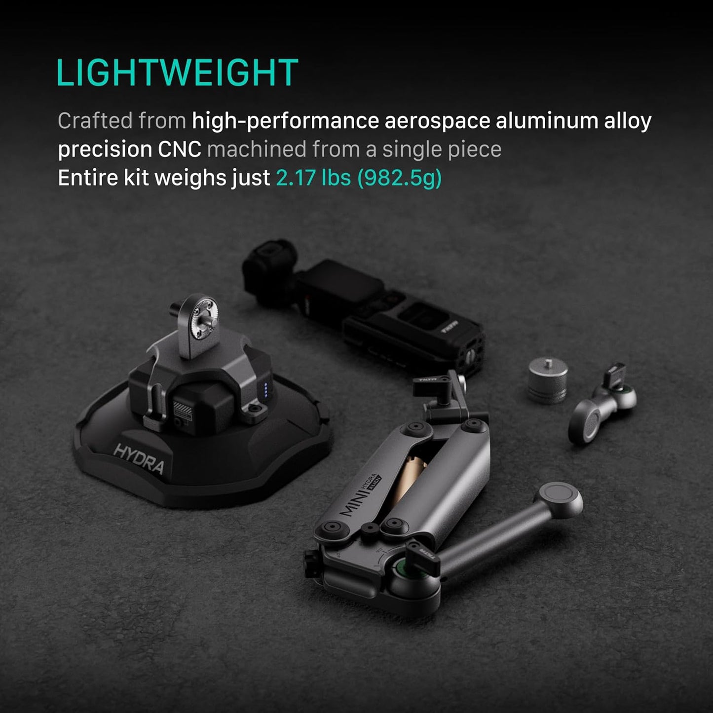 Tilta Hydra Alien Mini Electronic Suction Cup Kit Compatible with DJI Pocket 3, and Other Action cams/Smartphones - electronicsexpo.com - Camera Accessories