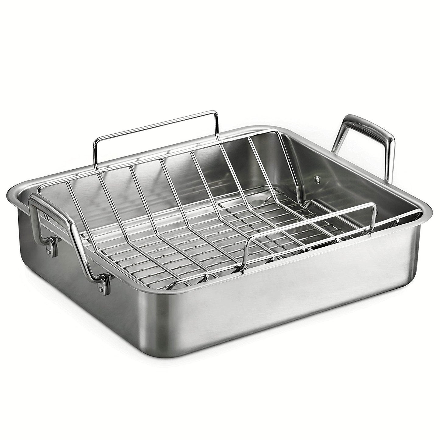 Tramontina 16.5" Stainless Steel Deep Roasting Pan with Basting Grill and V - Rack - electronicsexpo.com - Sauce Pans & Sauciers