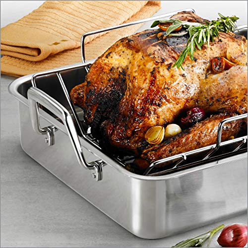 Tramontina 16.5" Stainless Steel Deep Roasting Pan with Basting Grill and V - Rack - electronicsexpo.com - Sauce Pans & Sauciers