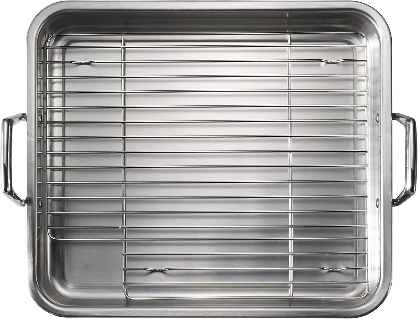 Tramontina 16.5" Stainless Steel Roasting Pan with Rack, Turkey Roaster for Oven, Dishwasher Safe - electronicsexpo.com - Roasting Pans