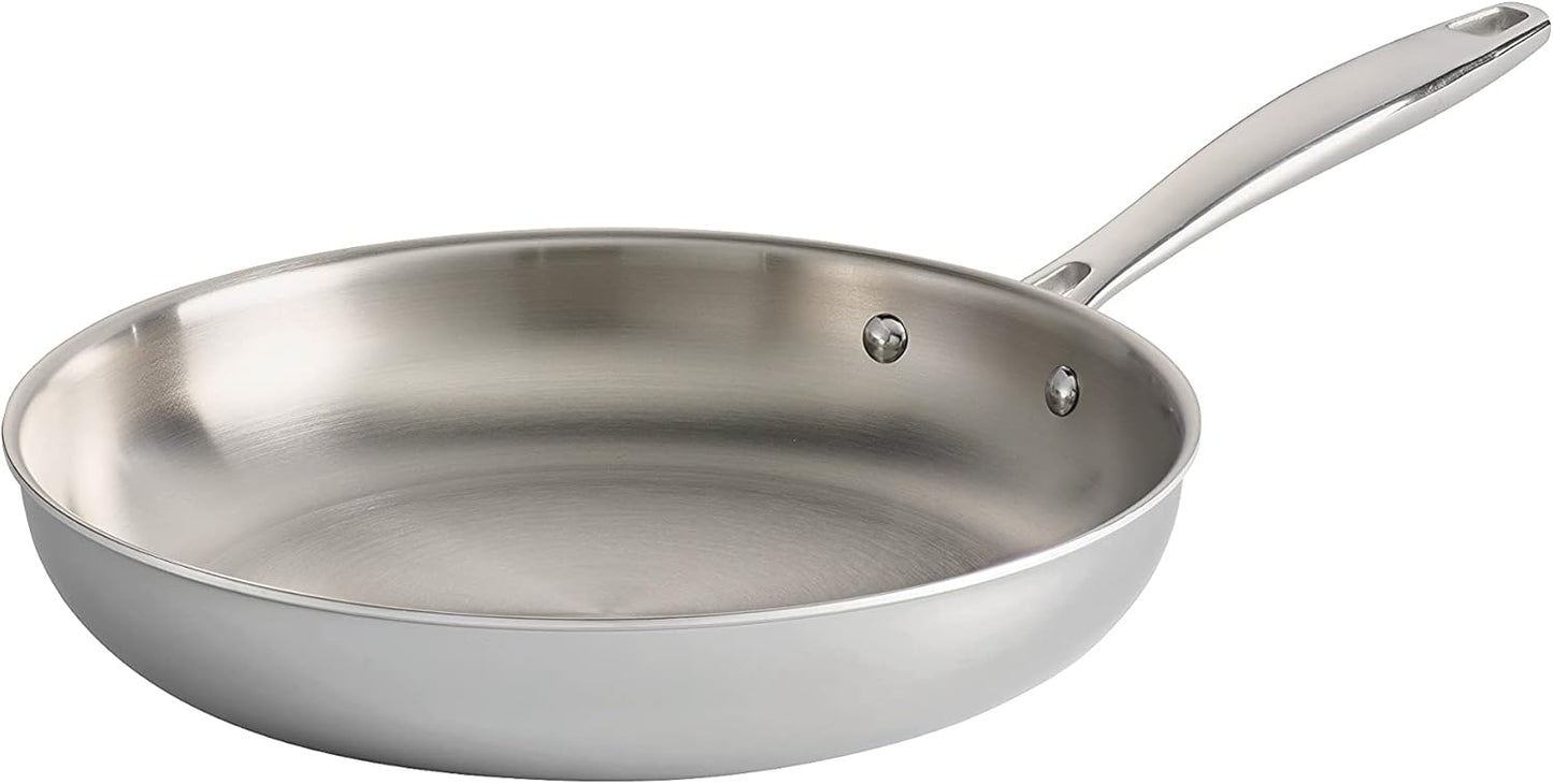 Tramontina Seattle Tri - Ply Clad Stainless Steel 10 - Inch Frying Pan, Induction - Ready Skillet, Dishwasher - Safe, NSF - Certified, Made in Brazil - electronicsexpo.com - Frying Pans & Skillets