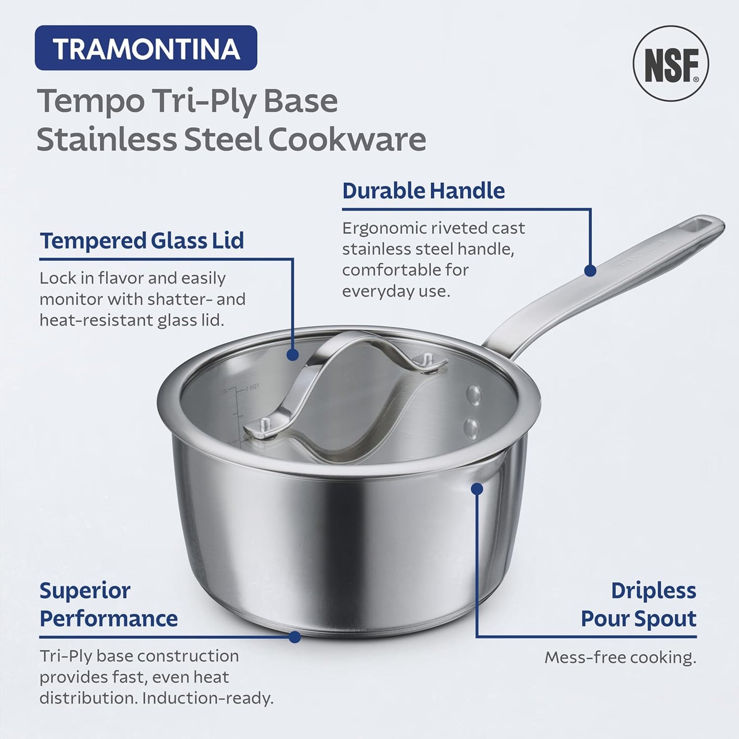 Tramontina Tempo Tri - Ply Base Stainless Steel 10 - Piece Cookware Set - electronicsexpo.com - Cookware Sets