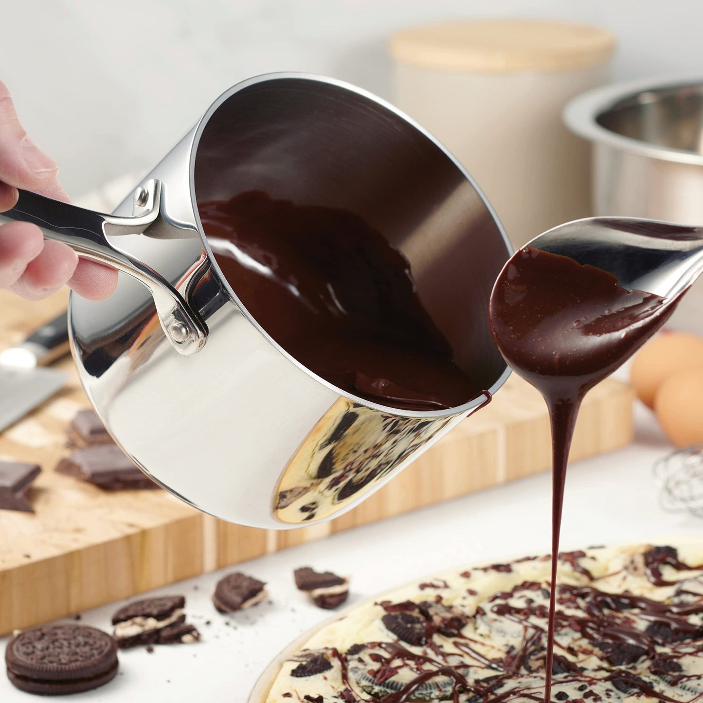 Tramontina Tri - Ply Clad Stainless Steel 1.5 - Quart Sauce Pan with Lid, Induction - Ready, Dishwasher - Safe, NSF - Certified, Made in Brazil - electronicsexpo.com - Sauce Pans & Sauciers