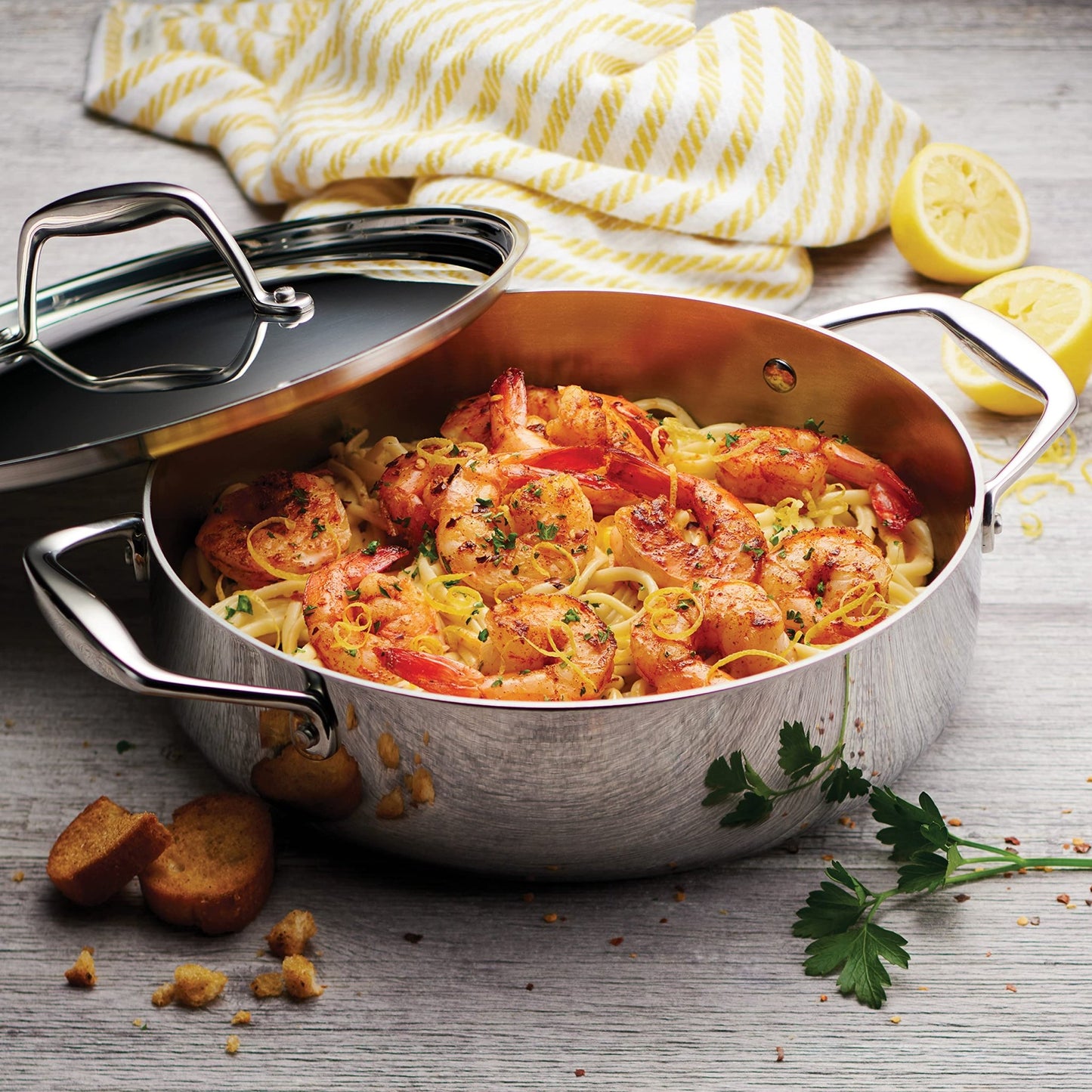 Tramontina Tri - Ply Clad Stainless Steel 3 - Quart Braiser Pan with Lid, Induction - Ready, Dishwasher - Safe, NSF - Certified, Made in Brazil - electronicsexpo.com - Sauce Pans & Sauciers