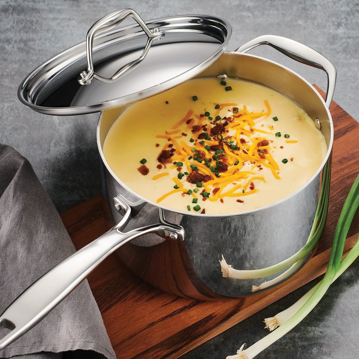 Tramontina Tri - Ply Clad Stainless Steel 4 - Quart Sauce Pan with Lid - electronicsexpo.com - Sauce Pans & Sauciers