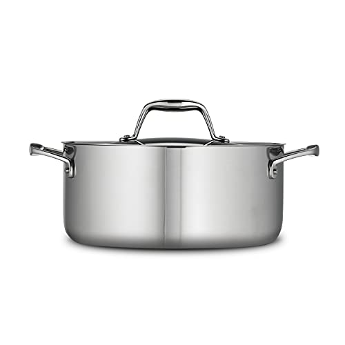 Tramontina Tri - Ply Clad Stainless Steel 5 - Quart Dutch Oven Pot with Lid, Induction - Ready, Dishwasher - Safe, NSF - Certified, Made in Brazil - electronicsexpo.com - Frying Pans & Skillets