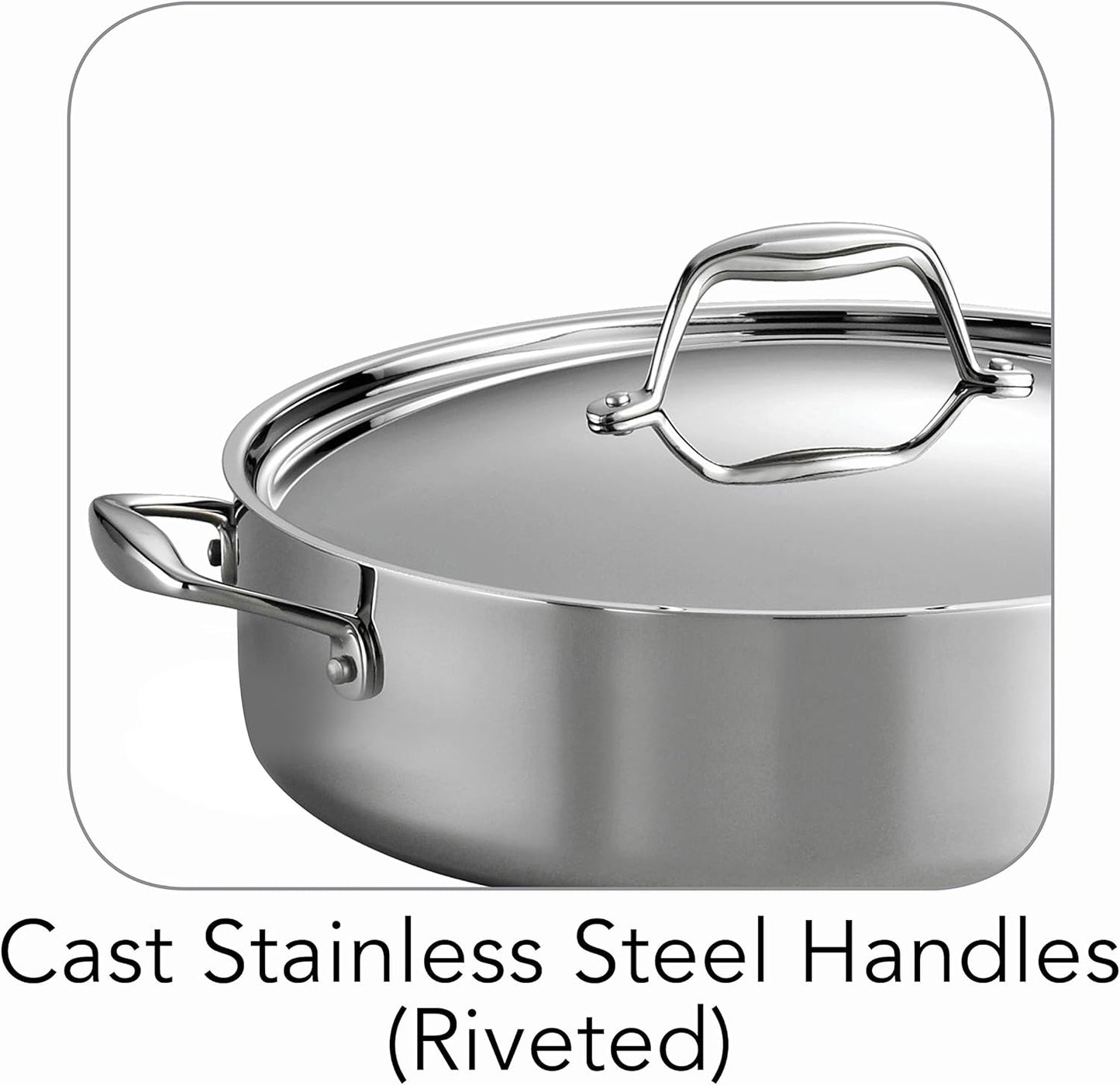 Tramontina Tri - Ply Clad Stainless Steel 6 - Quart Saute Pan with Lid, Induction - Ready Cooking Pan - electronicsexpo.com - Sauce Pans & Sauciers