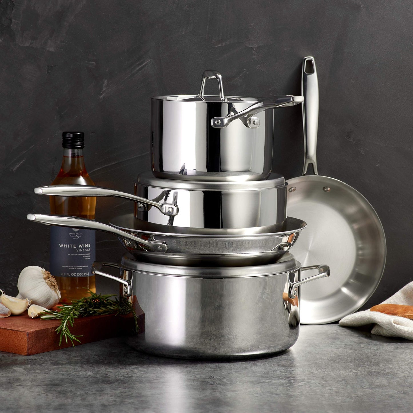 Tramontina Tri - Ply Clad Stainless Steel 8 - Piece Cookware Set with Lids, Pots and Pans Kitchen Set - electronicsexpo.com - Cookware Sets