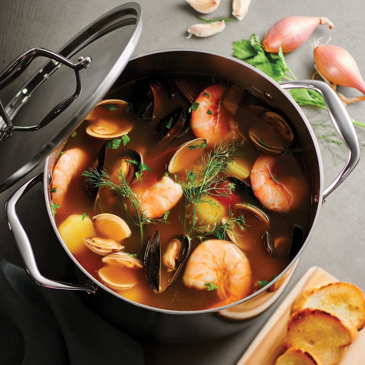 Tramontina Tri - Ply Clad Stainless Steel 8 - Quart Stock Pot with Lid, Induction - Ready Pasta Pot, Dishwasher - Safe, NSF - Certified, Made in Brazil - electronicsexpo.com - Sauce Pans & Sauciers