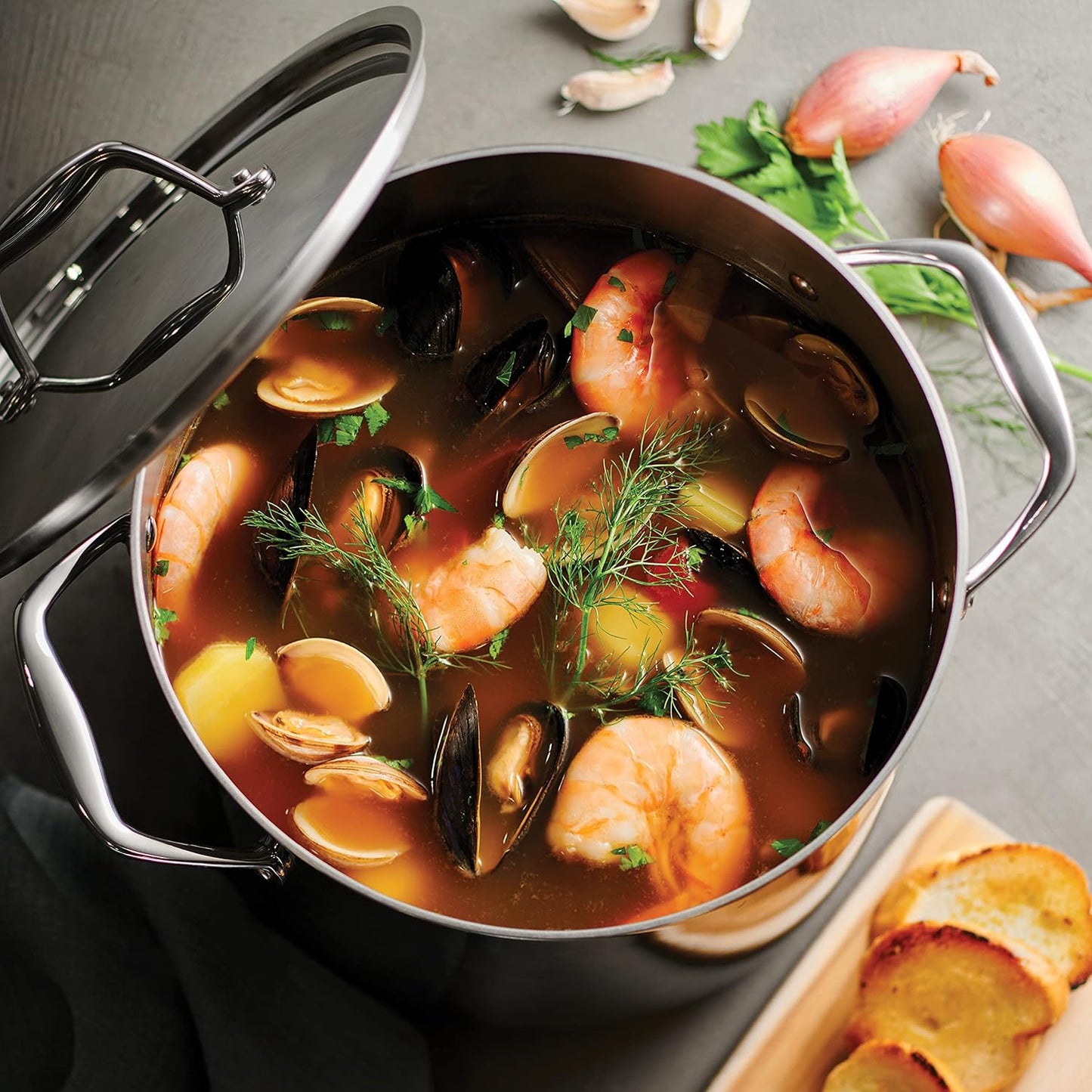 Tramontina Tri - Ply Clad Stainless Steel 8 - Quart Stock Pot with Lid, Induction - Ready Pasta Pot, Dishwasher - Safe, NSF - Certified, Made in Brazil - electronicsexpo.com - Sauce Pans & Sauciers