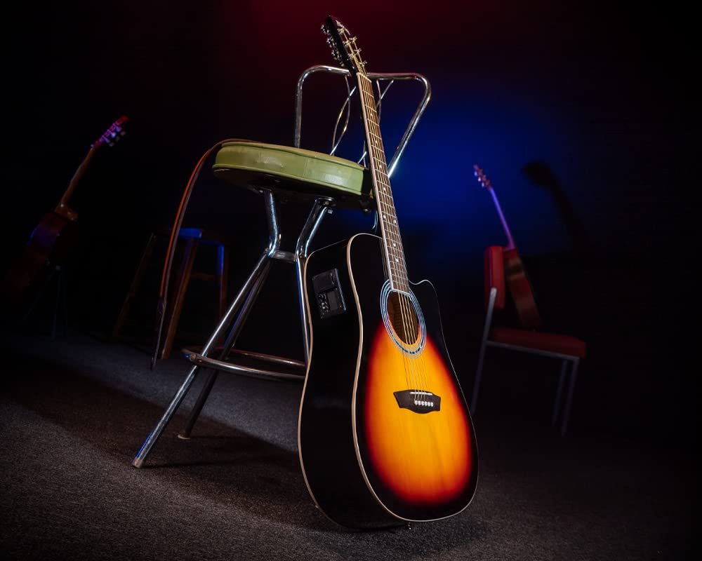 Washburn Vintage Series 6 String Acoustic - Electric Guitar (Right/Tobacco Sunburst) - electronicsexpo.com - Acoustic Guitars