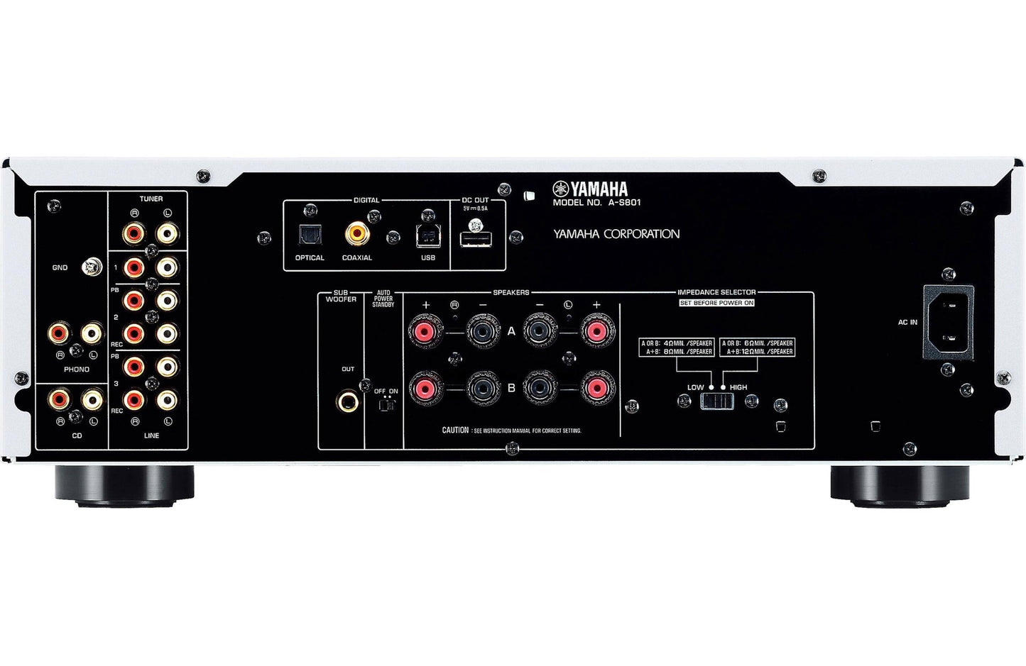 Yamaha A-S801 Integrated Stereo Amplifier with Built-In DAC (Open Box) - electronicsexpo.com-Integrated Amplifiers