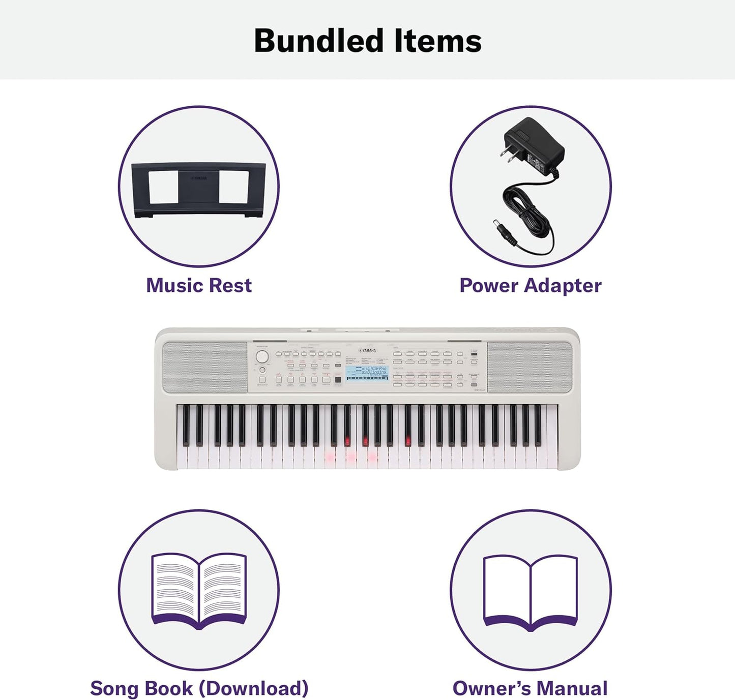 Yamaha EZ-310 61 Key Portable Keyboard with Lighted Keys with Music Rest, Power Adapter - electronicsexpo.com-Keyboards
