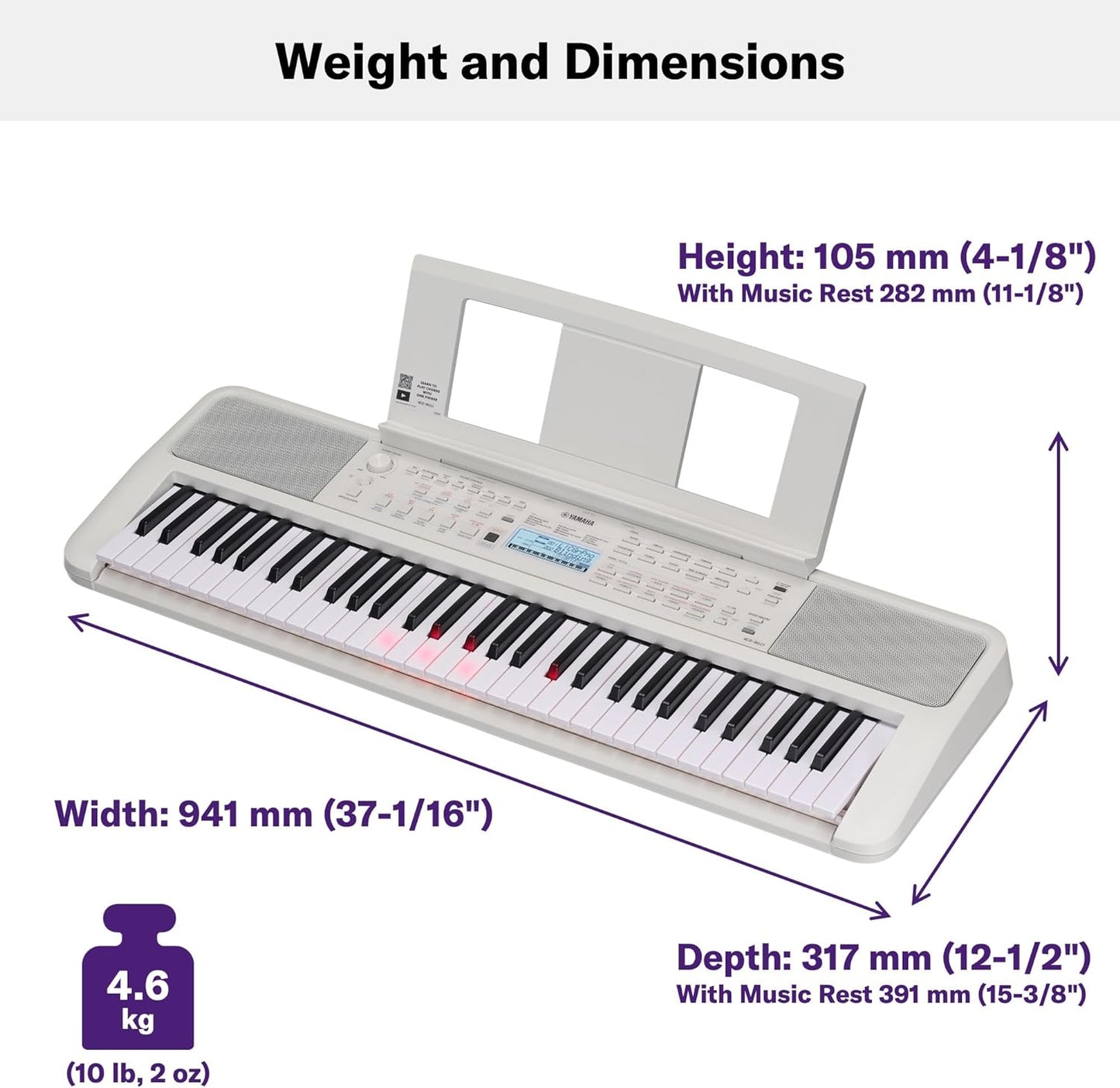 Yamaha EZ-310 61 Key Portable Keyboard with Lighted Keys with Music Rest, Power Adapter - electronicsexpo.com-Keyboards