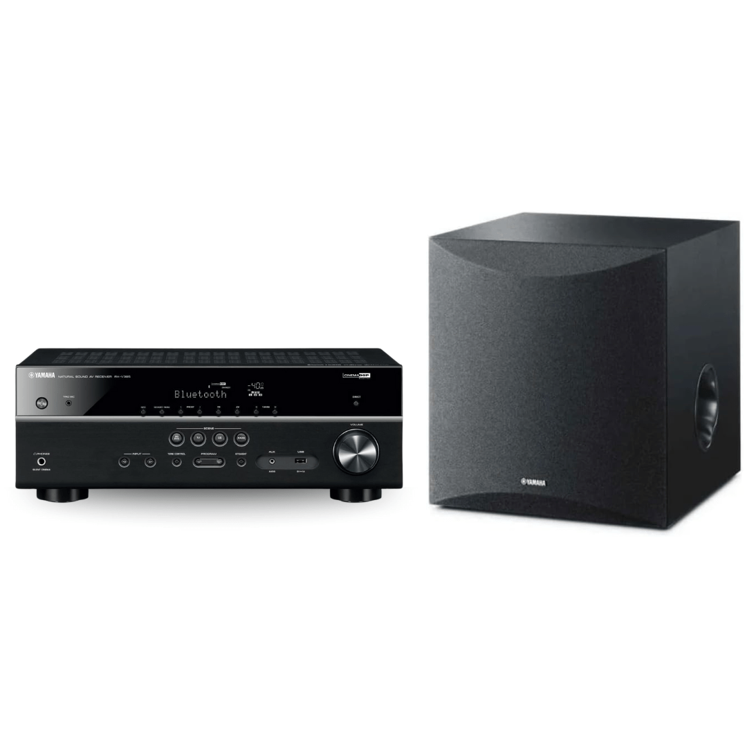 Yamaha RX - V385 5.1 - Channel 4K Ultra HD AV Receiver with NS - SW050BL 8" 100W Powered Subwoofer (Bundle) - electronicsexpo.com - Home Theater Systems & Packages