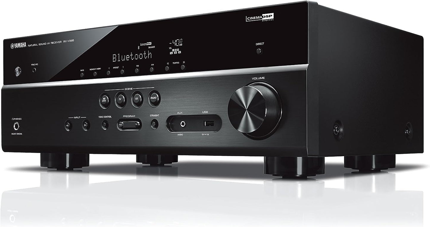 Yamaha RX - V385 5.1 - Channel 4K Ultra HD AV Receiver with NS - SW100BL 10" 100W Powered Subwoofer and NS - C210BL Center Channel Speaker (Bundle) - electronicsexpo.com - Home Theater Systems & Packages