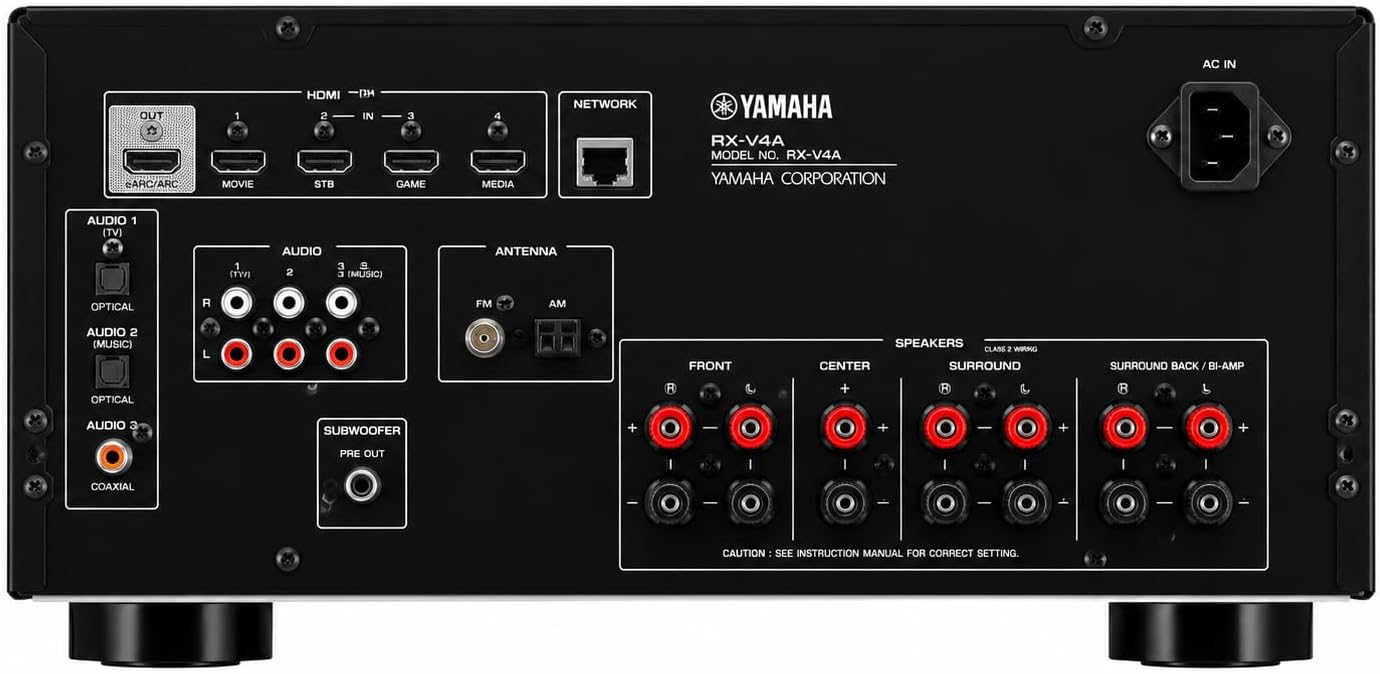 Yamaha RX-V4A 5.2-Channel AV Receiver with MusicCast with Yamaha NS-AW390BL Outdoor Speakers (Bundle) - electronicsexpo.com-Outdoor Speakers
