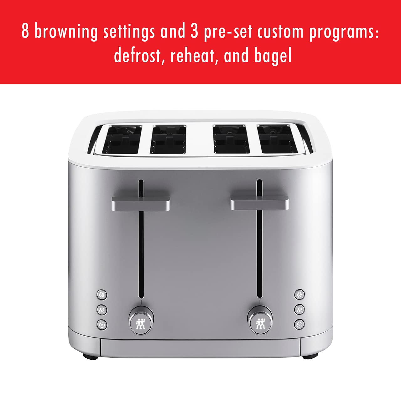 ZWILLING Enfinigy 4 Slice Toaster with Extra Wide 1.5" Slots for Bagels + 7 Toast Settings - electronicsexpo.com - Toasters